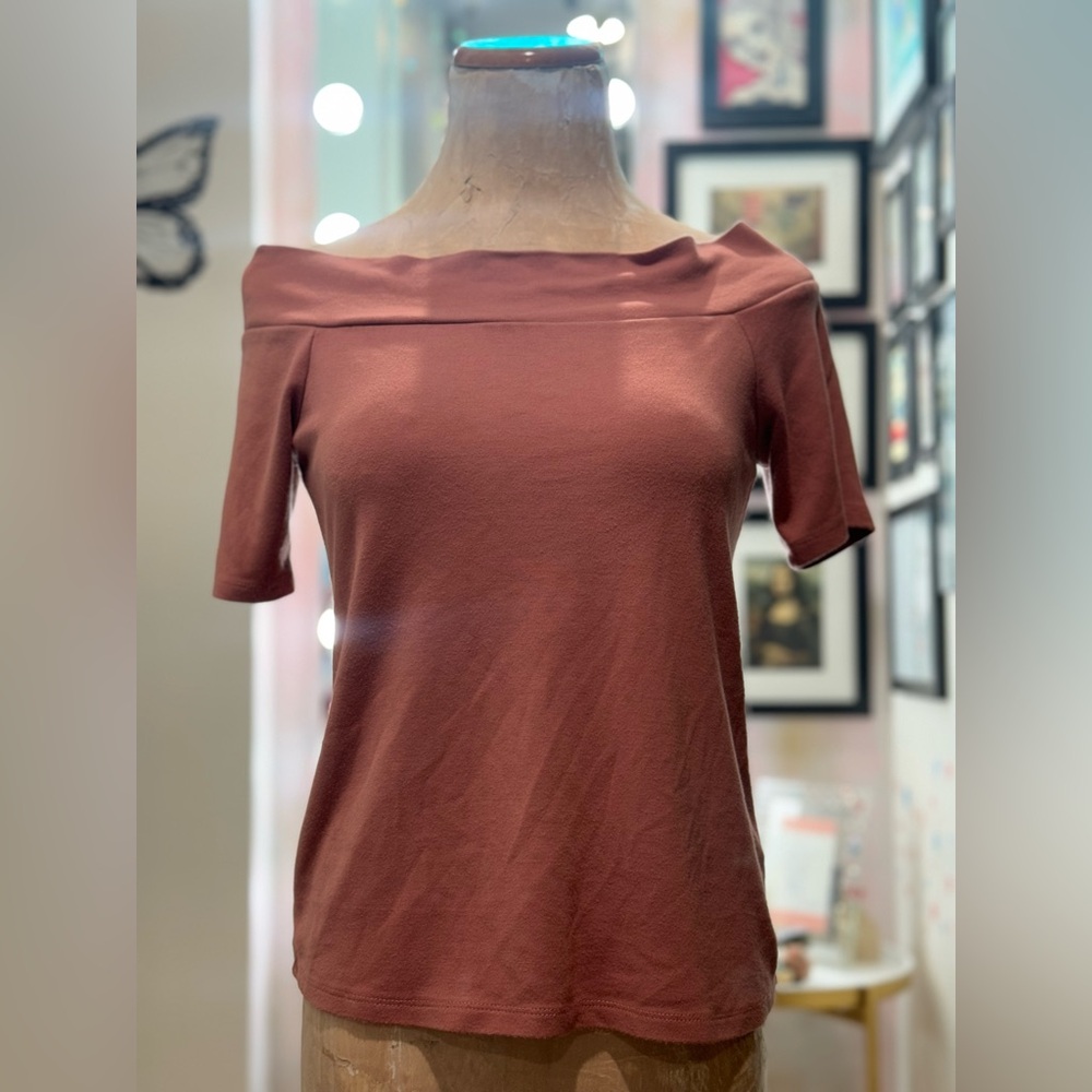 Rust Rose Off-Shoulder Top | Minimalist, Soft Knit, Romantic Boho Chic